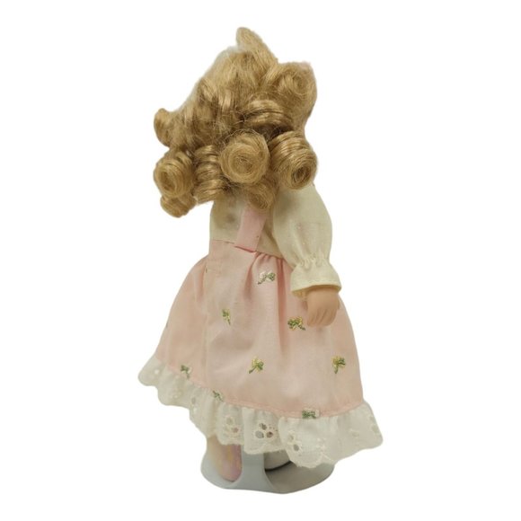 Vintage Russ Porcelain Doll Of The Month June Pearl Stand Handcrafted Pink Dress - Picture 8 of 12